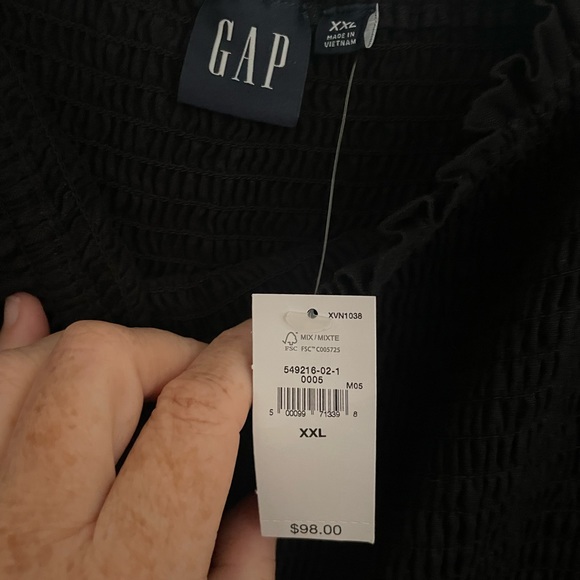 Black Linen-Blend Puff Sleeve Midi Dress from Gap NWT wonderful LBD! - Picture 5 of 8